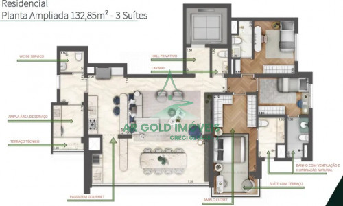 Apartamento alto padrão à venda no Butantã | 132m² | 3 suítes | Varanda gourmet | 2 vagas | Próx. Me