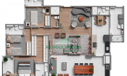 Apartamento na planta à venda no Olivier Morumbi | 141m² | 3 suítes | terraço gourmet | 3 vagas