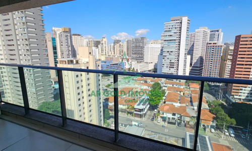 Apartamento mobiliado no Itaim Bibi | 40m² | varanda | andar alto | 1 vaga