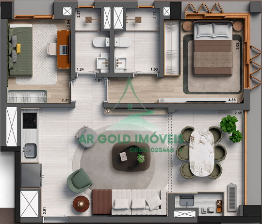 Apartamento à venda no Jardim América | 70m² | 2 dormitórios | 1 vaga | Alto padrão