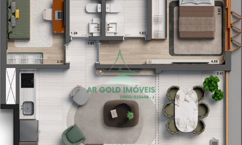 Apartamento à venda no Jardim América | 70m² | 2 dormitórios | 1 vaga | Alto padrão