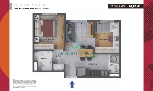 Apartamento à Venda no Jardim, Santo André | 35m² | 2 Quartos | Vista Livre | Cond. Tutto Jardim