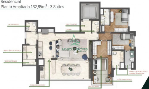 Apartamento à Venda no Butantã | 132m² | 3 Suítes | Varanda Gourmet | 2 Vagas | Green View